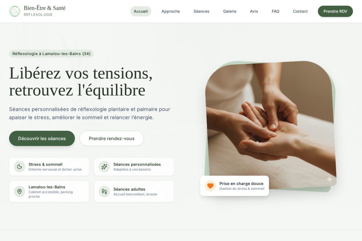 Aperçu du projet Bien-Être & Santé Réflexologie