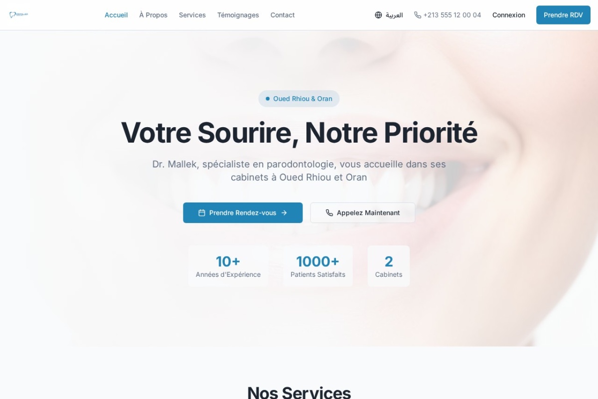 Aperçu du projet Dr Mallek Dental Care