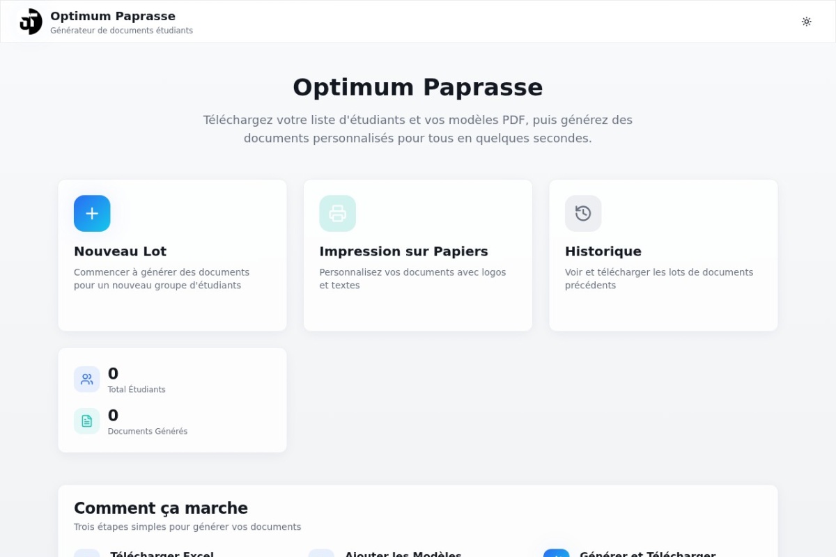 Aperçu du projet Optimum Paprasse