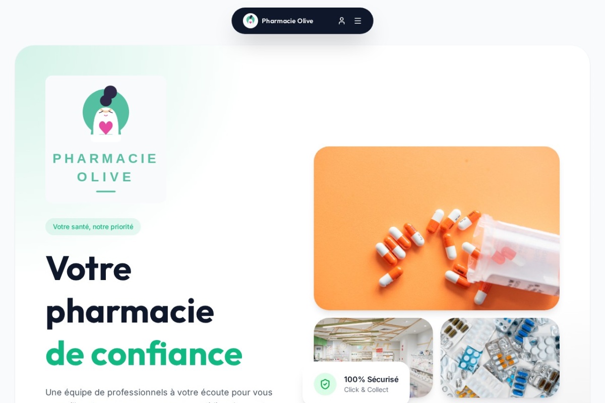 Aperçu du projet Pharmacie Olive