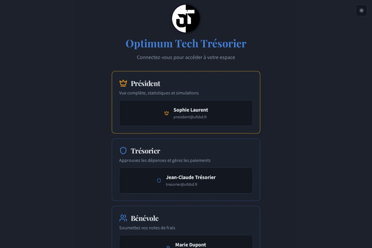 Aperçu du projet Optimum Tech Trésorier